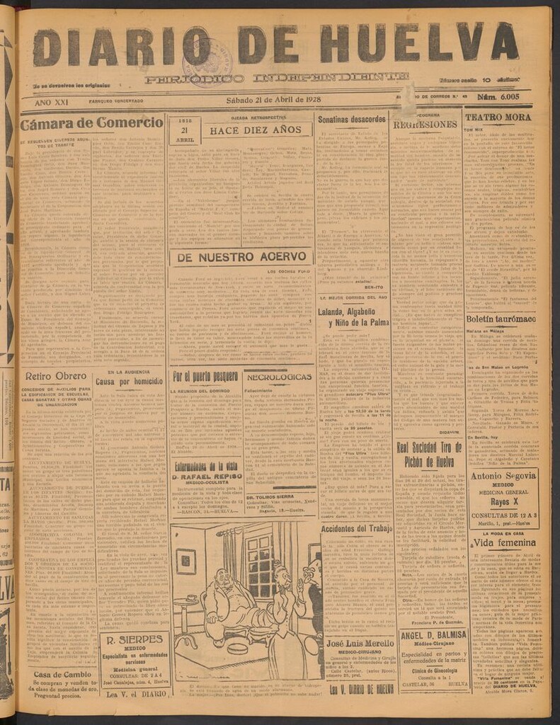 Miniatura de Diario de Huelva : periódico independiente del 21 de abril de 1928