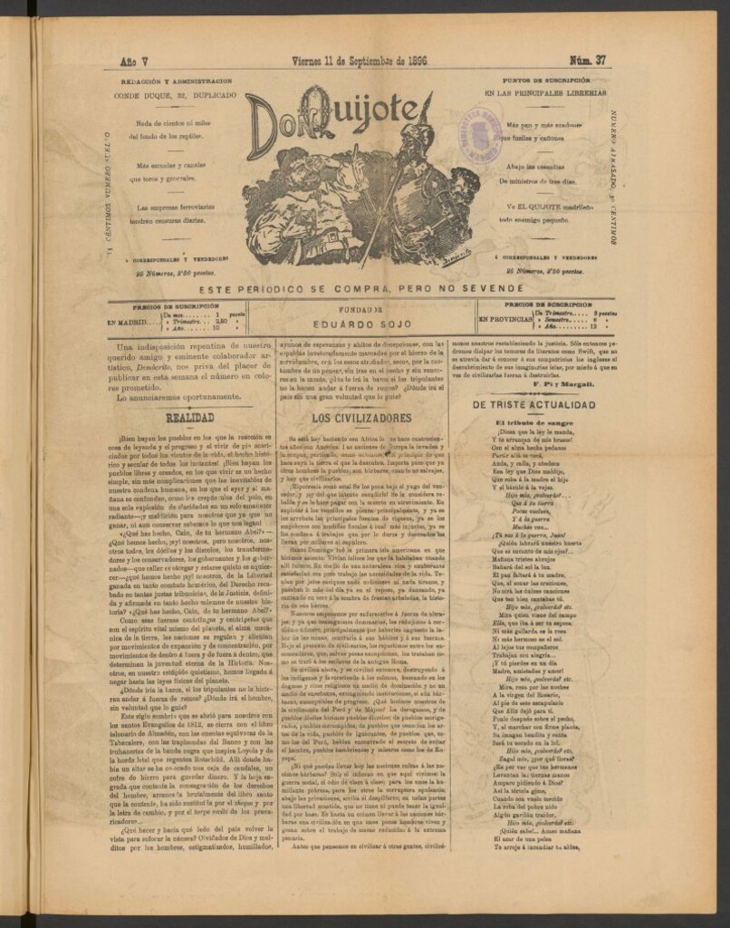 Miniatura de Don Quijote (Madrid) del 11 de septiembre de 1896