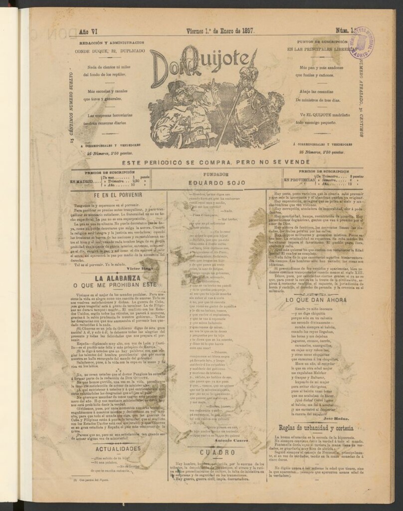 Miniatura de Don Quijote (Madrid) del 1 de enero de 1897