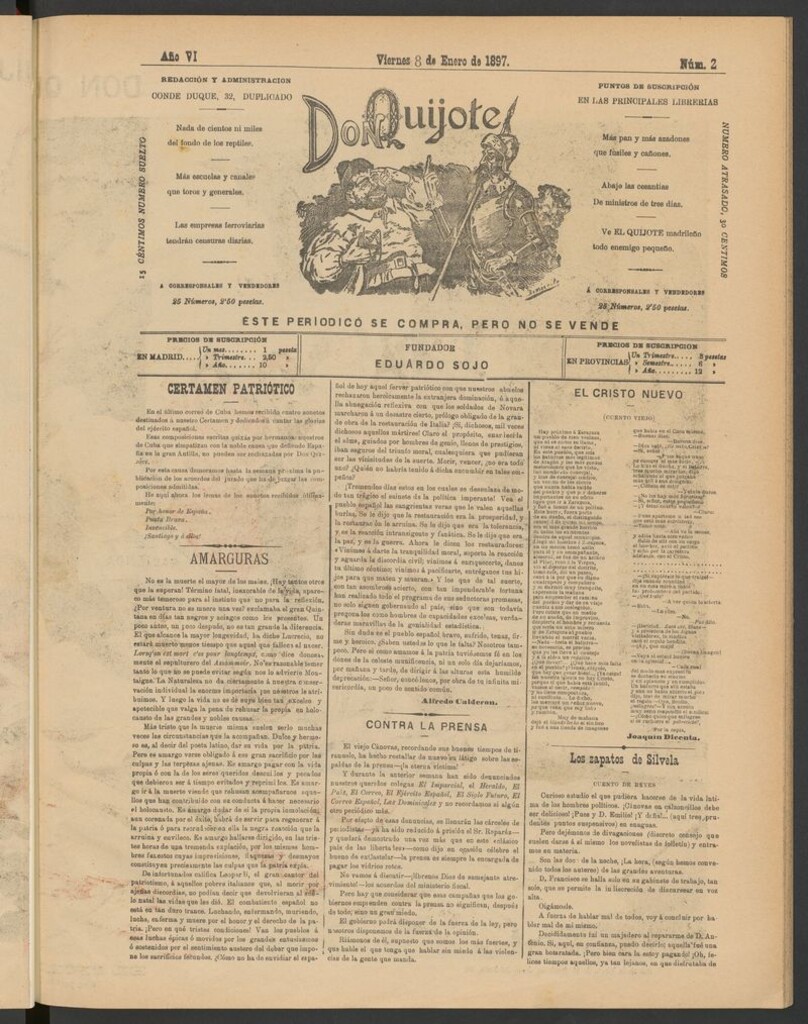 Miniatura de Don Quijote (Madrid) del 8 de enero de 1897