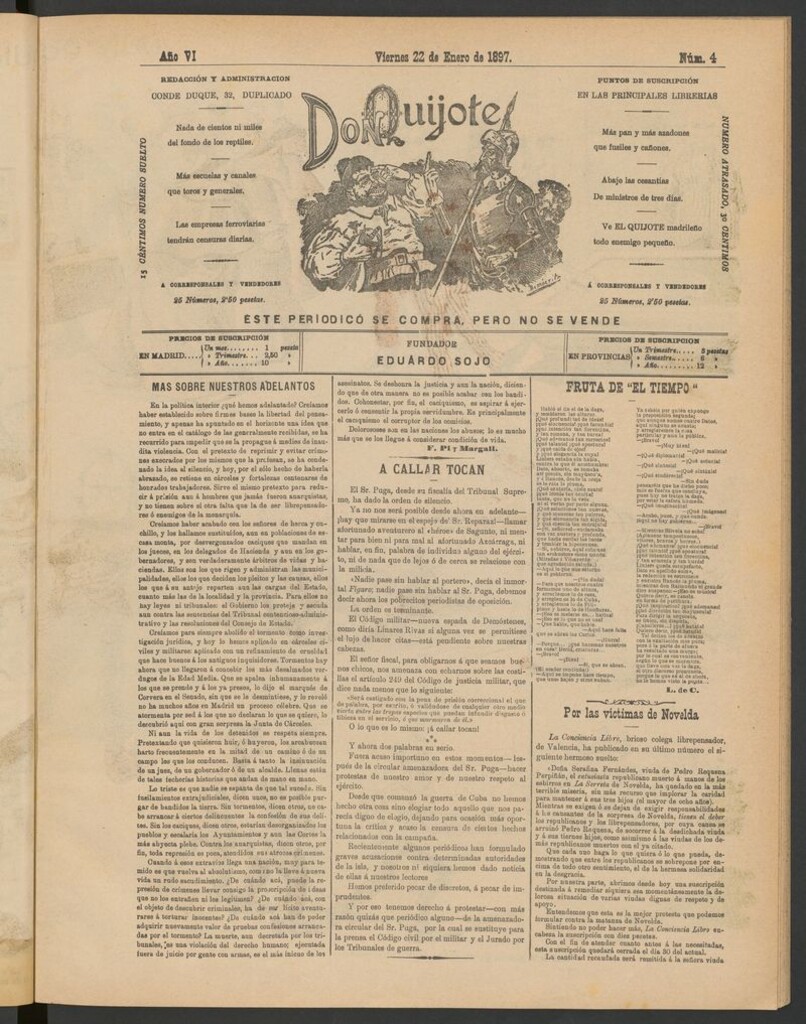 Miniatura de Don Quijote (Madrid) del 22 de enero de 1897