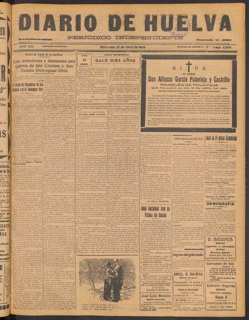 Miniatura de Diario de Huelva : periódico independiente del 25 de abril de 1928