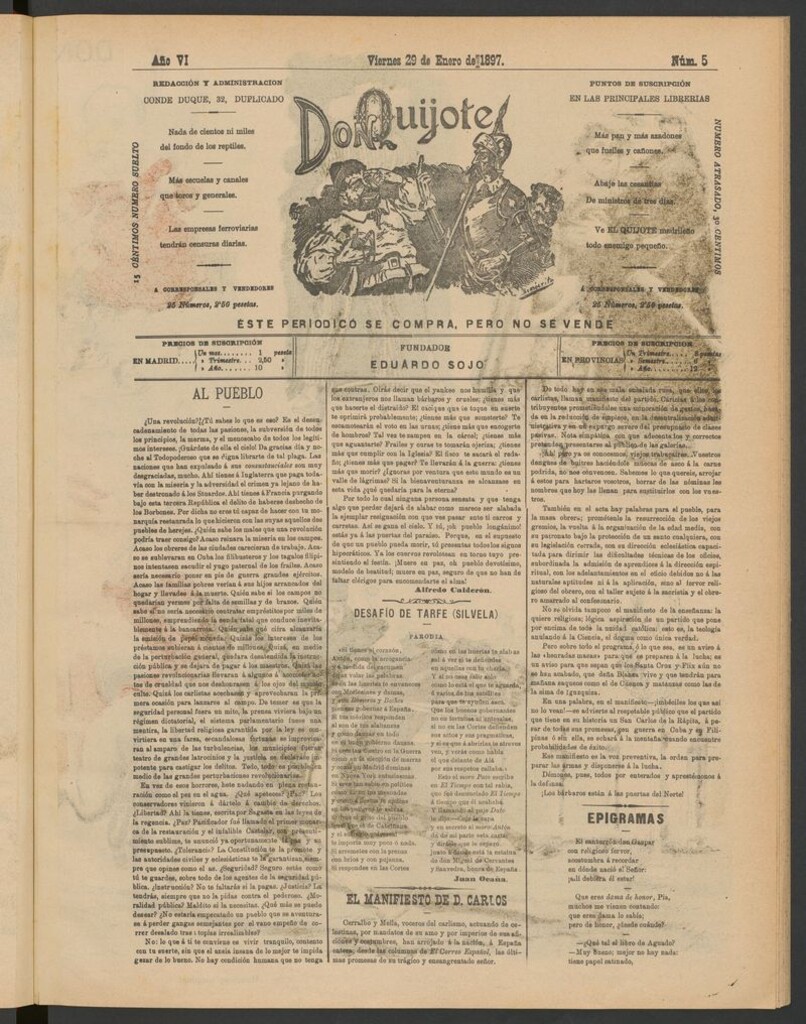 Miniatura de Don Quijote (Madrid) del 29 de enero de 1897