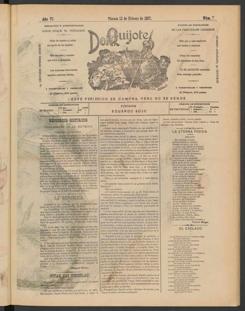Miniatura de Don Quijote (Madrid) del 12 de febrero de 1897