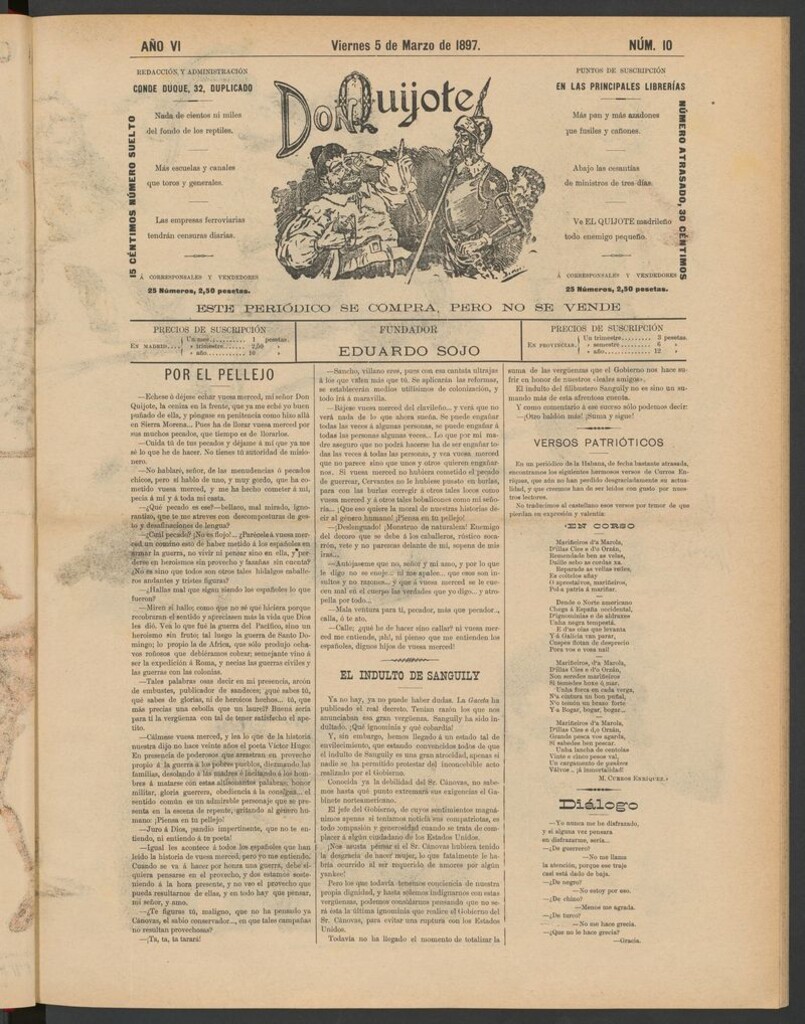 Miniatura de Don Quijote (Madrid) del 5 de marzo de 1897