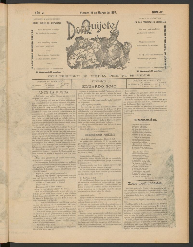 Miniatura de Don Quijote (Madrid) del 19 de marzo de 1897