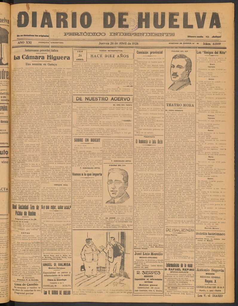 Miniatura de Diario de Huelva : periódico independiente del 26 de abril de 1928