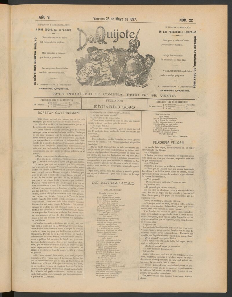 Miniatura de Don Quijote (Madrid) del 28 de mayo de 1897