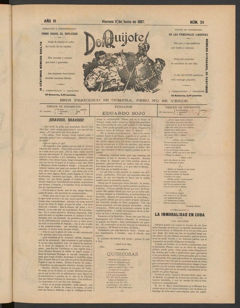 Miniatura de Don Quijote (Madrid) del 11 de junio de 1897