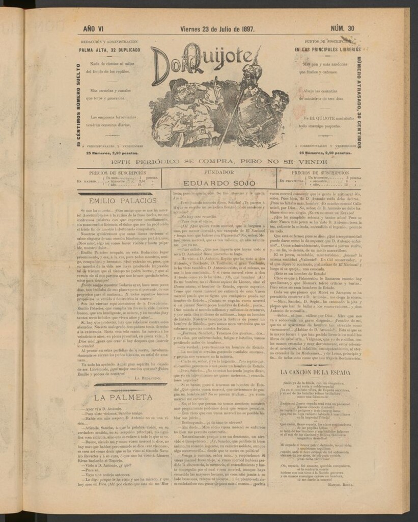 Miniatura de Don Quijote (Madrid) del 23 de julio de 1897