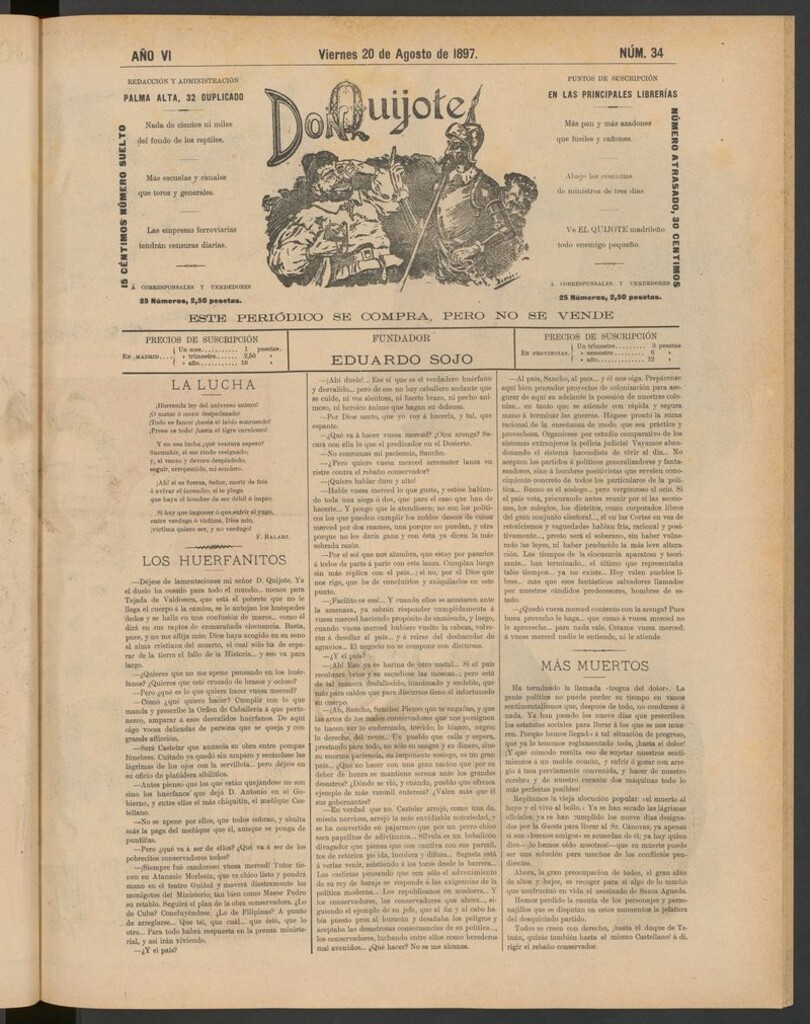 Miniatura de Don Quijote (Madrid) del 20 de agosto de 1897