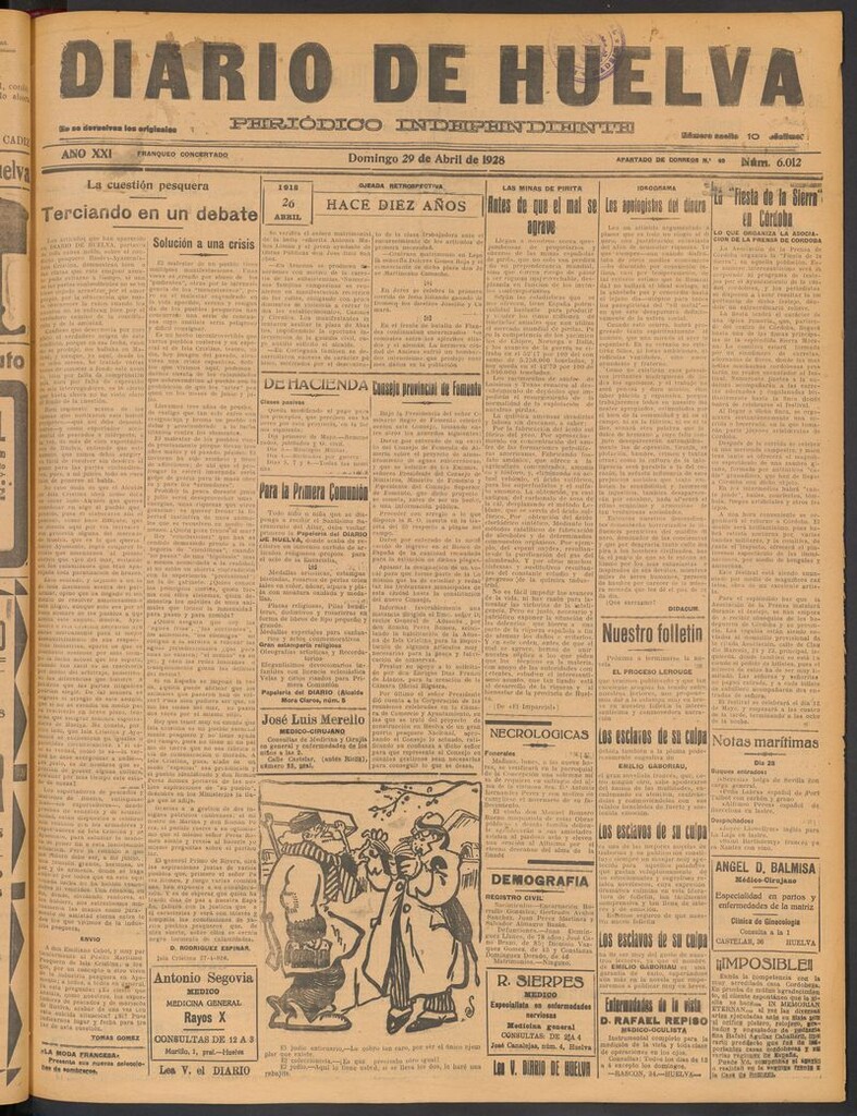 Miniatura de Diario de Huelva : periódico independiente del 29 de abril de 1928