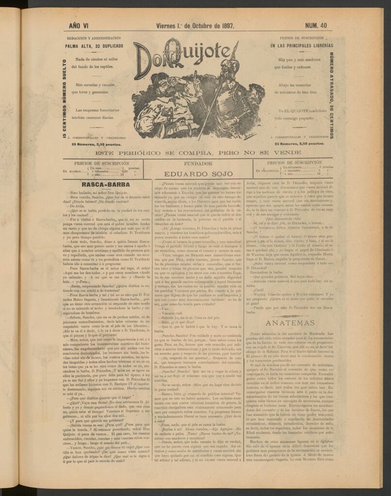 Miniatura de Don Quijote (Madrid) del 1 de octubre de 1897