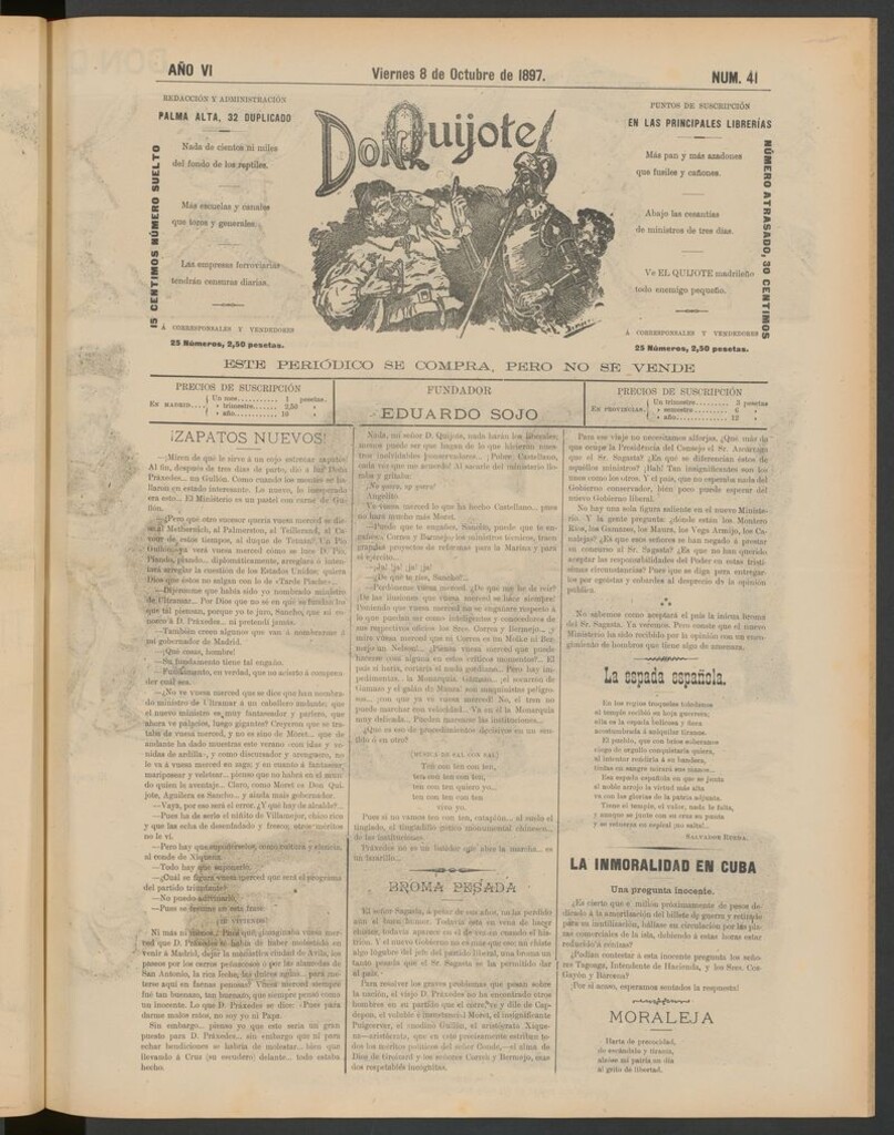 Miniatura de Don Quijote (Madrid) del 8 de octubre de 1897