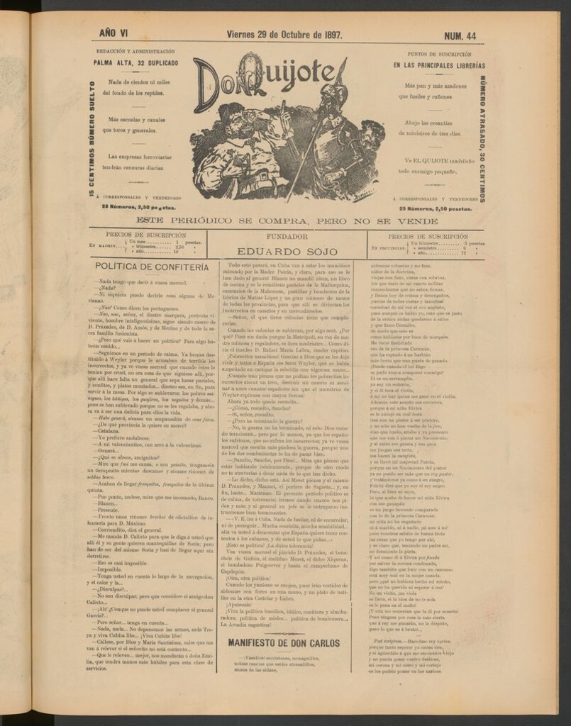 Miniatura de Don Quijote (Madrid) del 29 de octubre de 1897