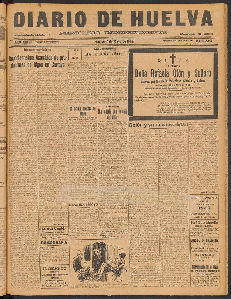 Miniatura de Diario de Huelva : periódico independiente del 1 de mayo de 1928