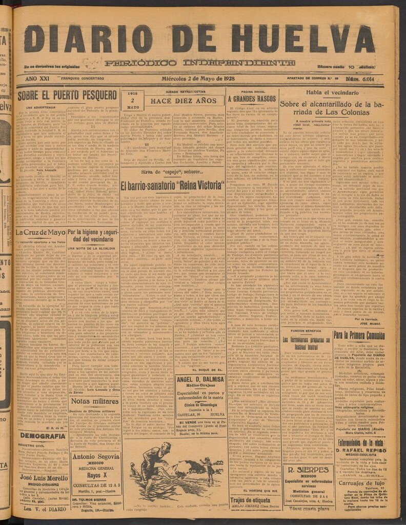 Miniatura de Diario de Huelva : periódico independiente del 2 de mayo de 1928