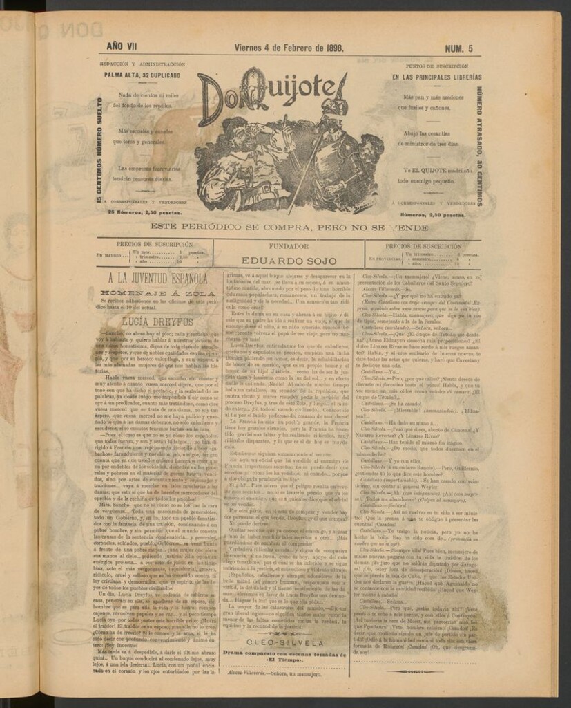 Miniatura de Don Quijote (Madrid) del 4 de febrero de 1898