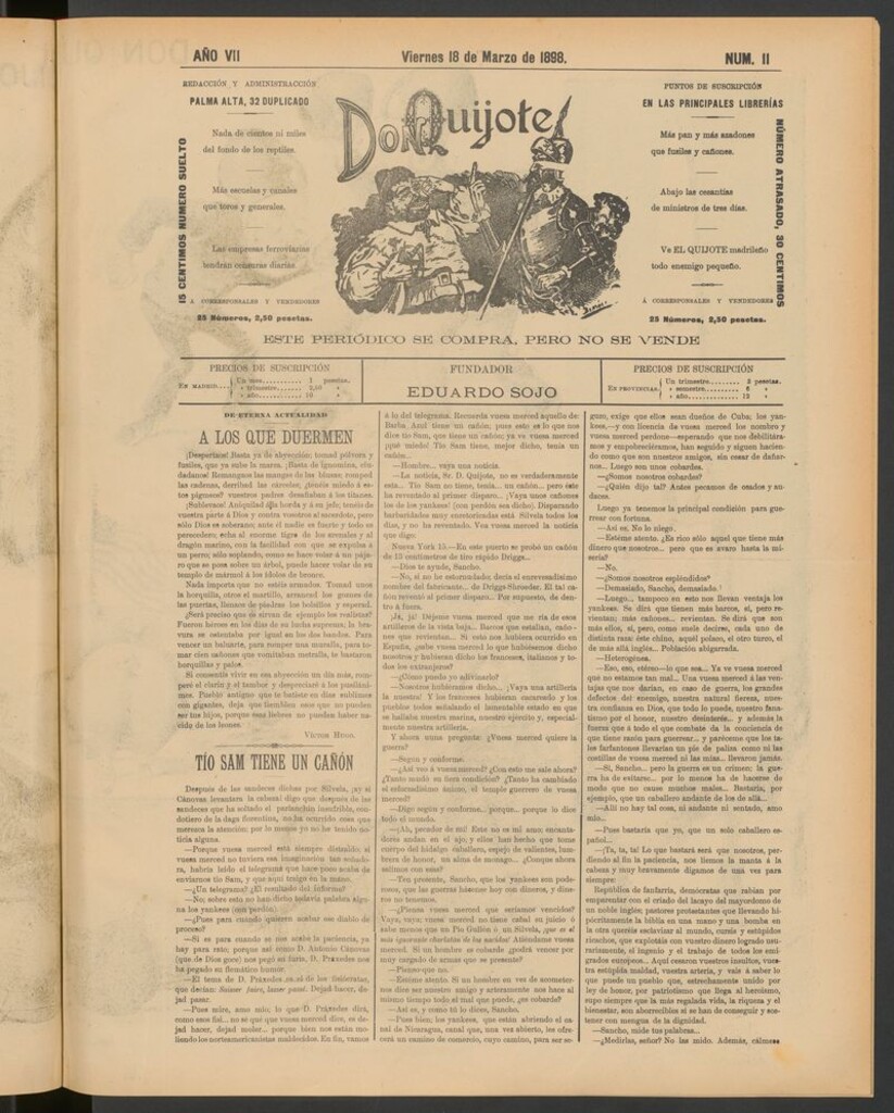 Miniatura de Don Quijote (Madrid) del 18 de marzo de 1898