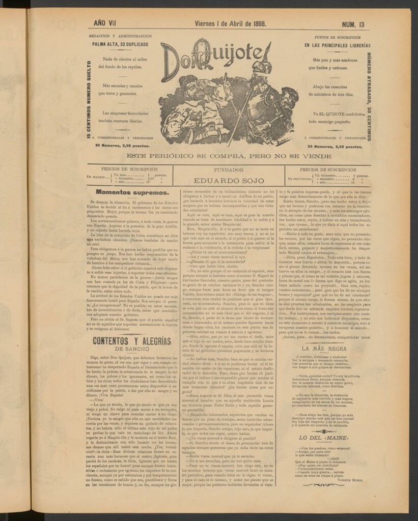 Miniatura de Don Quijote (Madrid) del 1 de abril de 1898