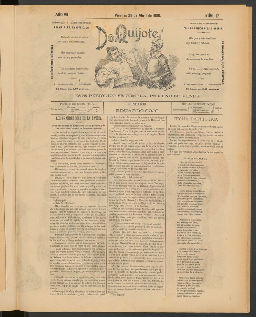 Miniatura de Don Quijote (Madrid) del 29 de abril de 1898