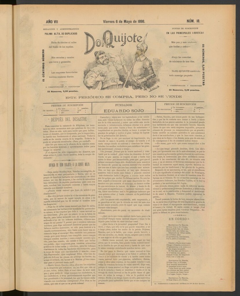 Miniatura de Don Quijote (Madrid) del 6 de mayo de 1898