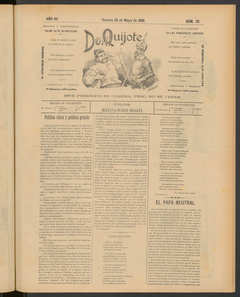 Miniatura de Don Quijote (Madrid) del 20 de mayo de 1898