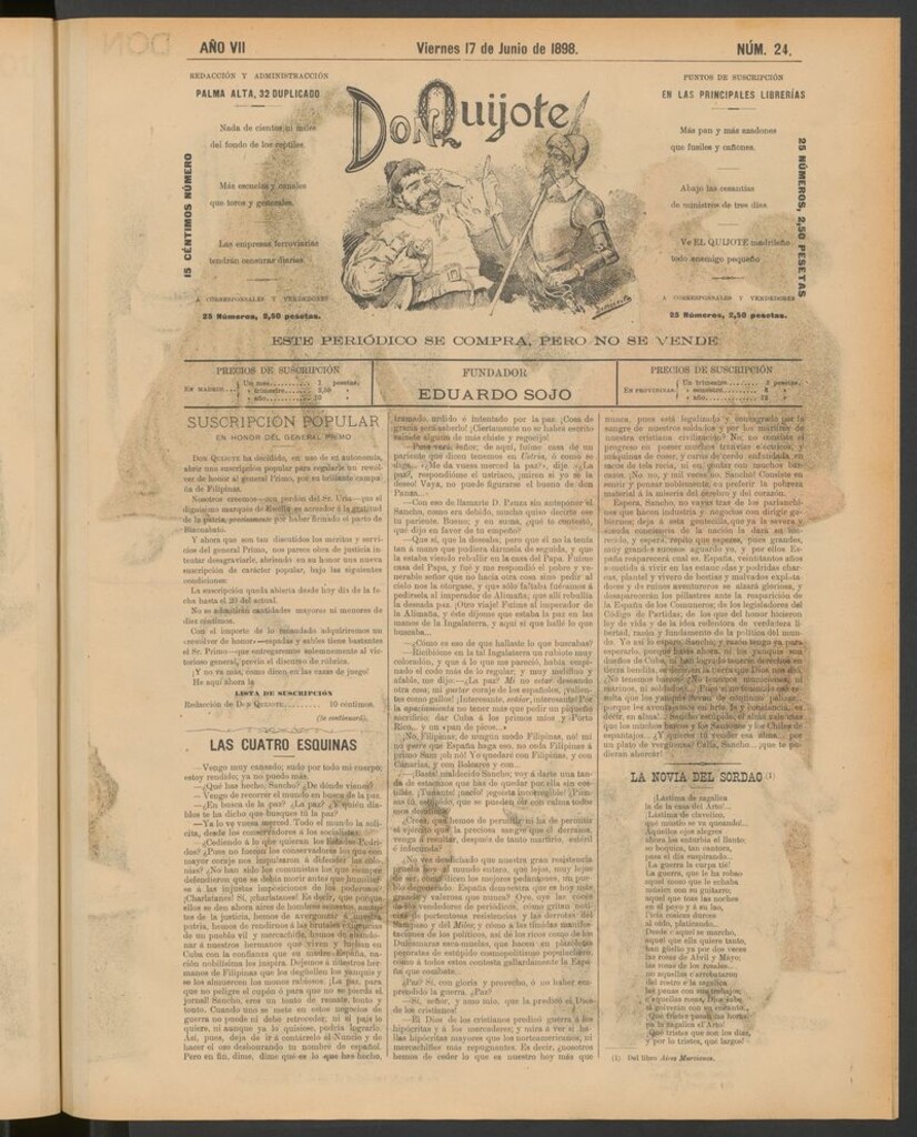 Miniatura de Don Quijote (Madrid) del 17 de junio de 1898