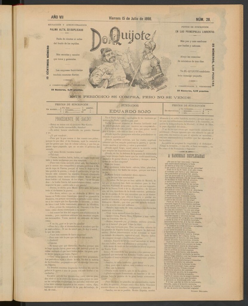 Miniatura de Don Quijote (Madrid) del 15 de julio de 1898