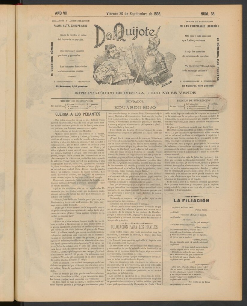 Miniatura de Don Quijote (Madrid) del 30 de septiembre de 1898