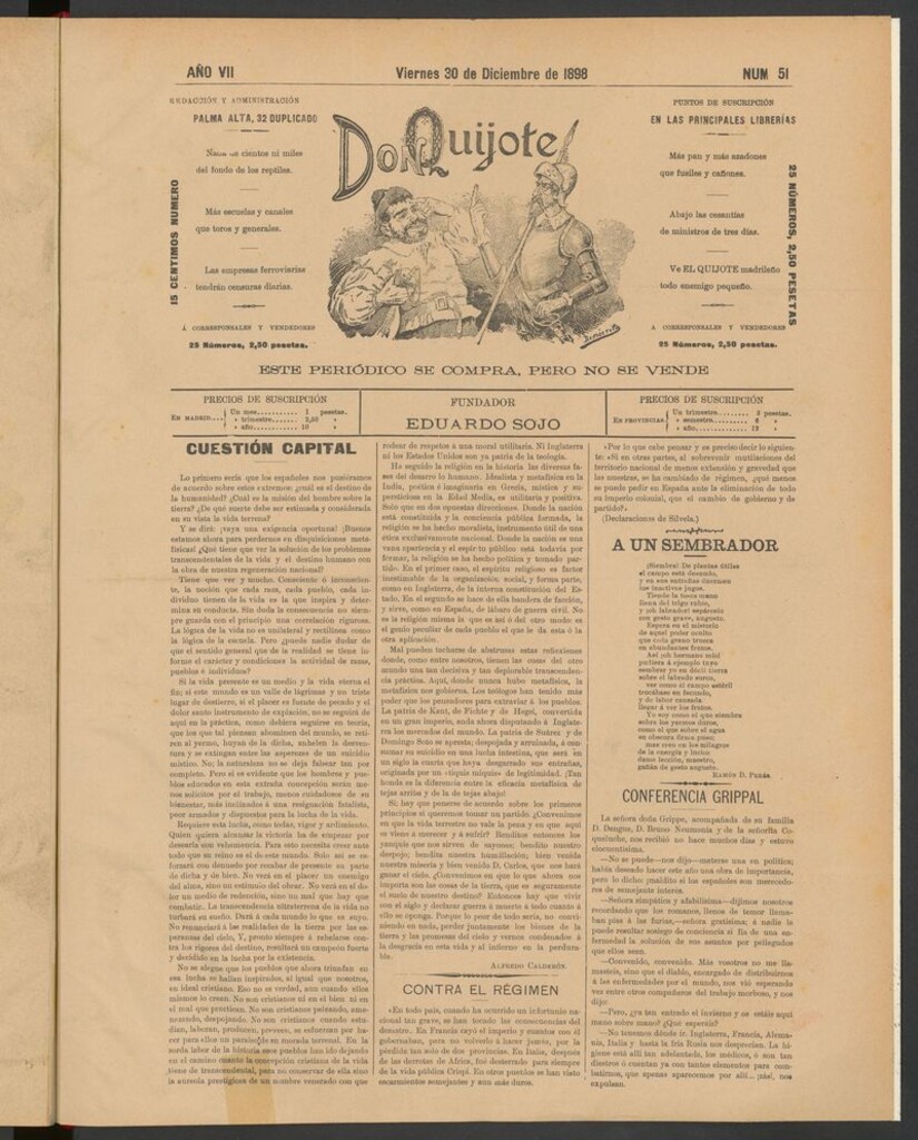 Miniatura de Don Quijote (Madrid) del 30 de diciembre de 1898