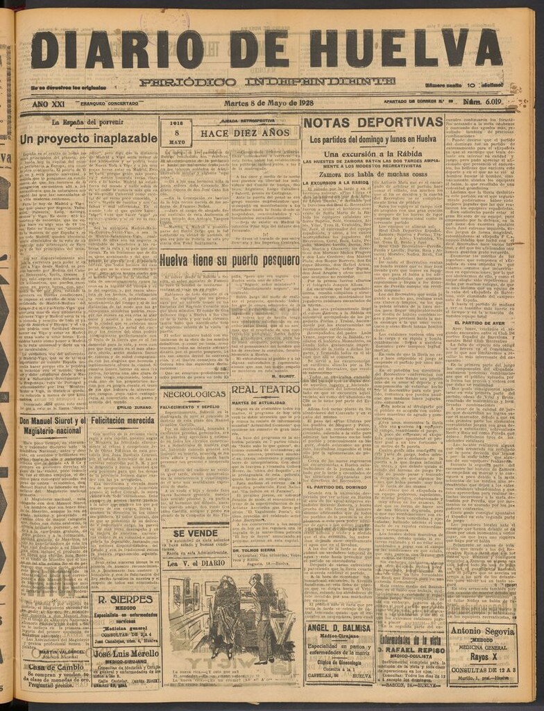 Miniatura de Diario de Huelva : periódico independiente del 8 de mayo de 1928