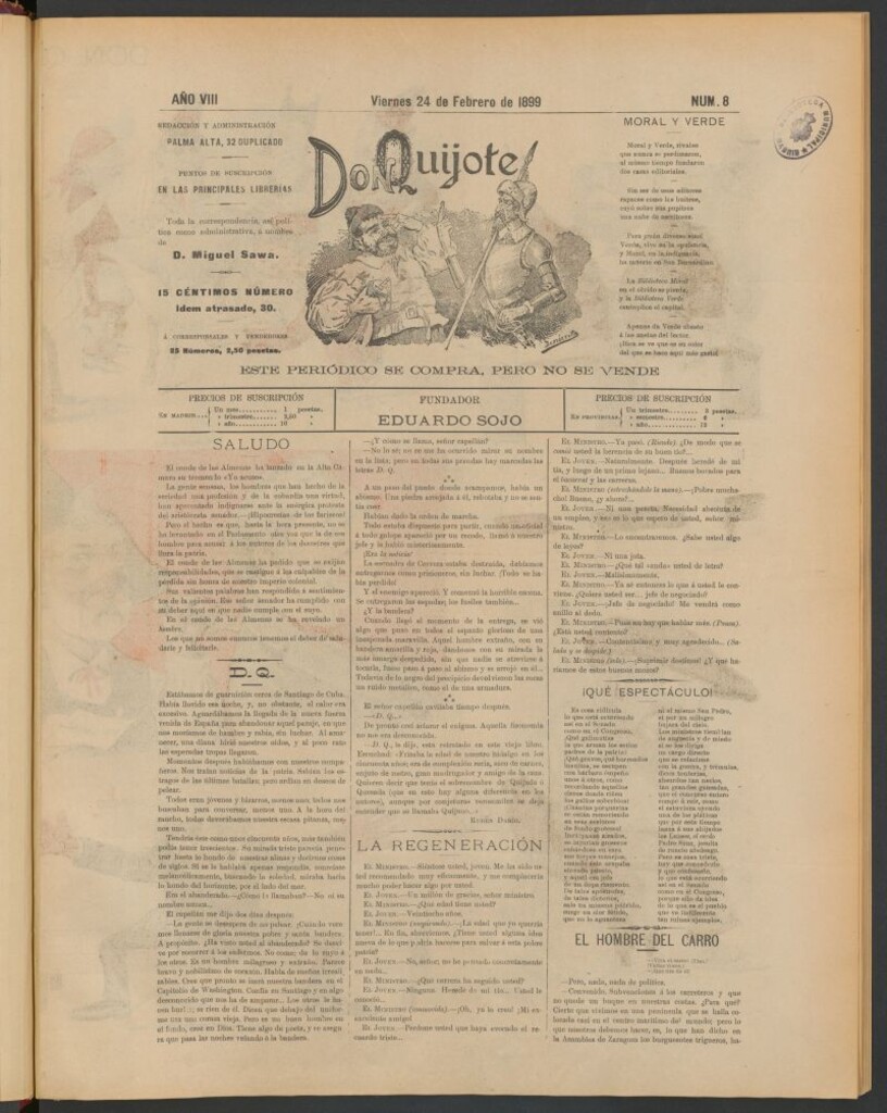 Miniatura de Don Quijote (Madrid) del 24 de febrero de 1899
