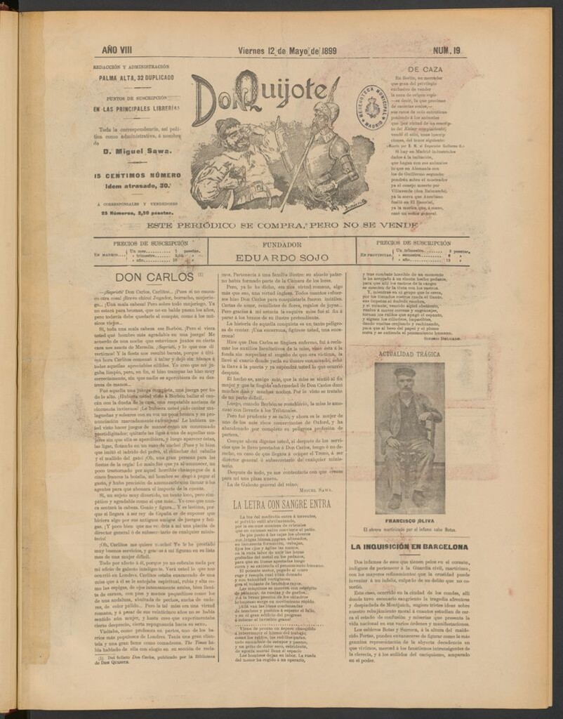 Miniatura de Don Quijote (Madrid) del 12 de mayo de 1899