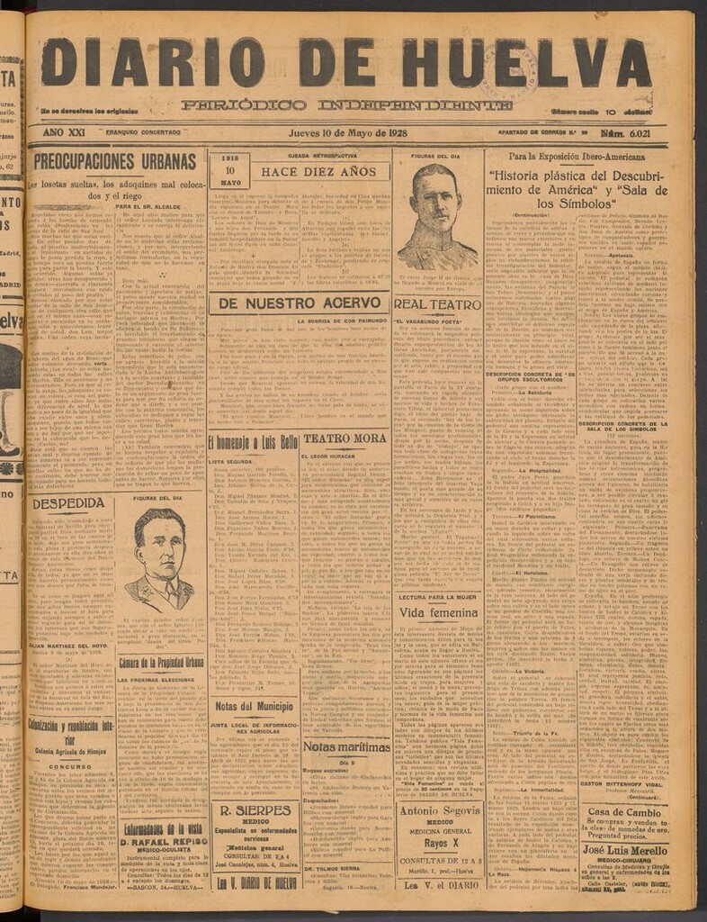 Miniatura de Diario de Huelva : periódico independiente del 10 de mayo de 1928