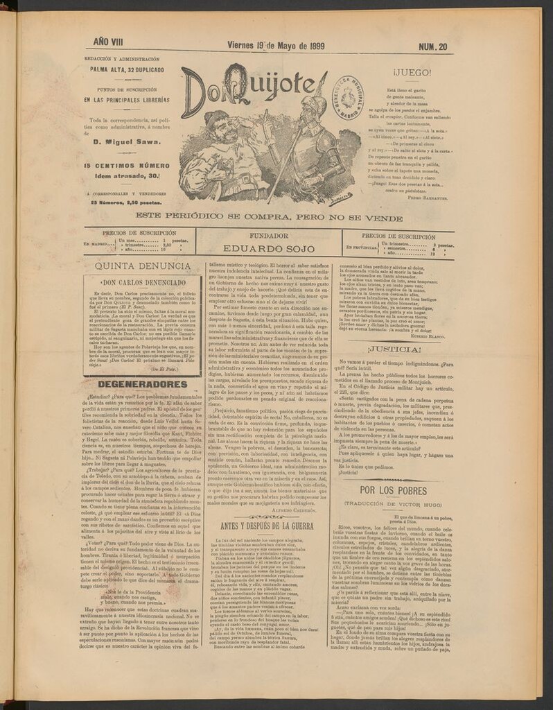 Miniatura de Don Quijote (Madrid) del 19 de mayo de 1899
