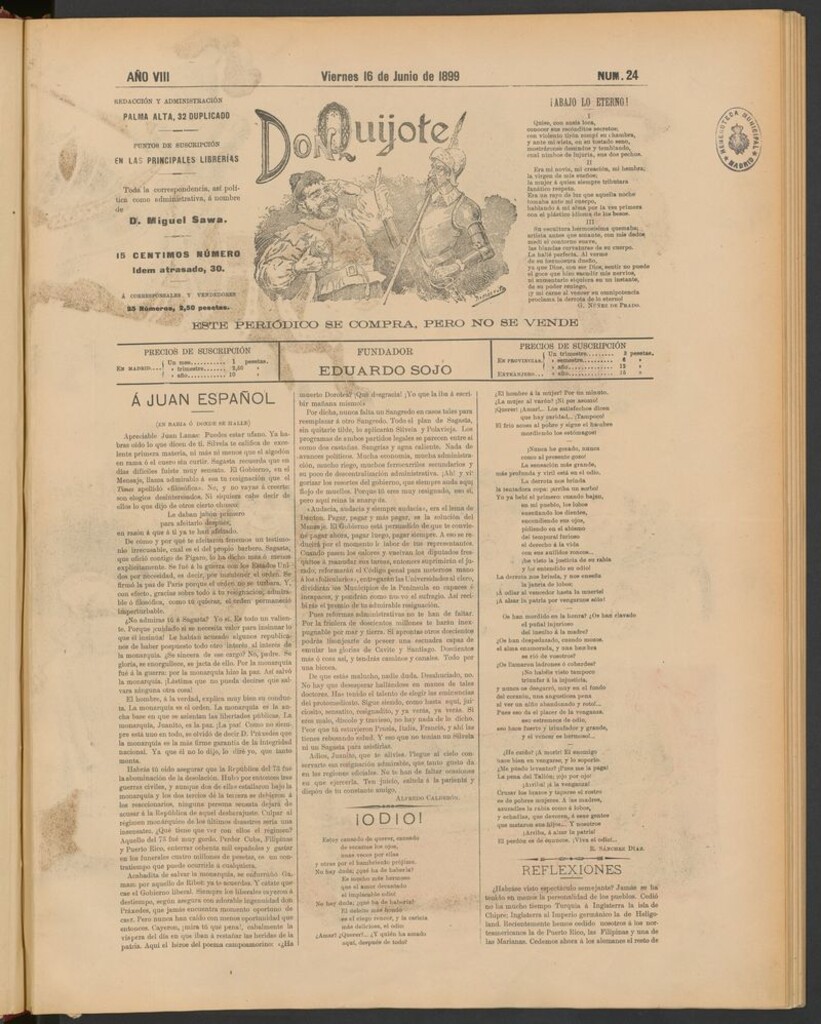 Miniatura de Don Quijote (Madrid) del 16 de junio de 1899