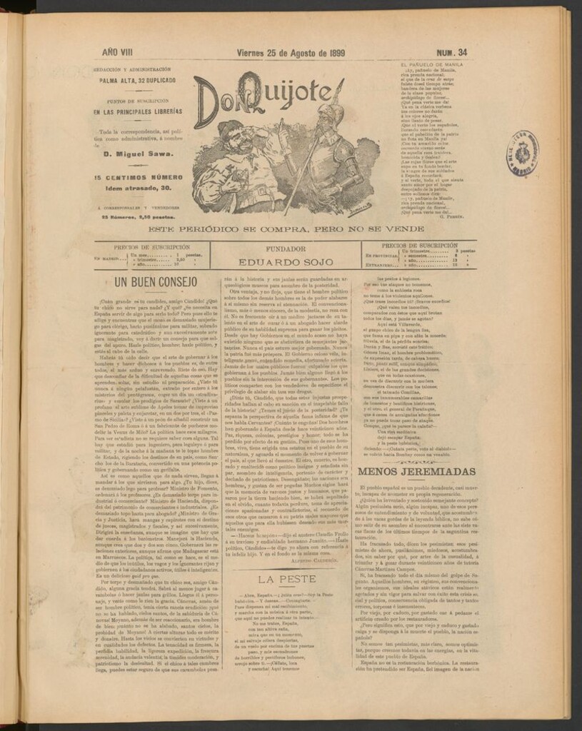 Miniatura de Don Quijote (Madrid) del 25 de agosto de 1899