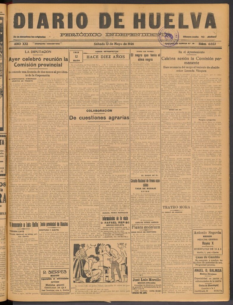 Miniatura de Diario de Huelva : periódico independiente del 12 de mayo de 1928
