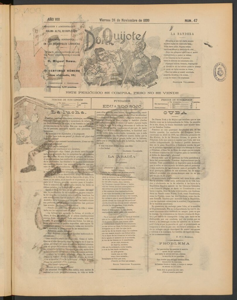 Miniatura de Don Quijote (Madrid) del 24 de noviembre de 1899