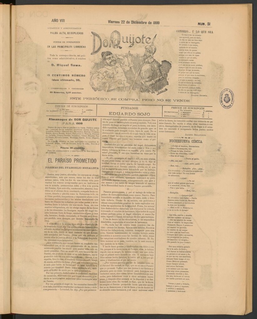 Miniatura de Don Quijote (Madrid) del 22 de diciembre de 1899