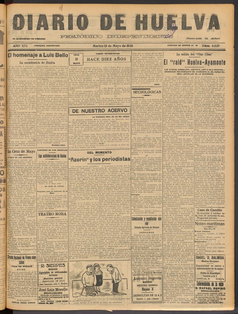 Miniatura de Diario de Huelva : periódico independiente del 15 de mayo de 1928