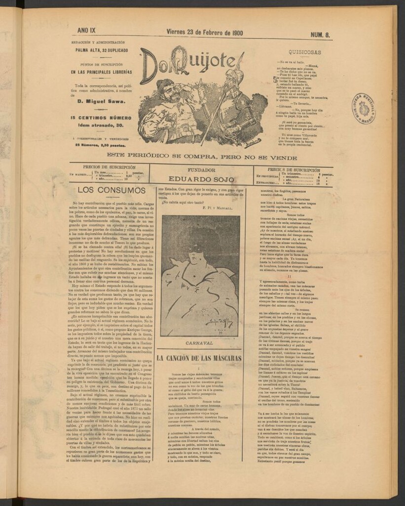 Miniatura de Don Quijote (Madrid) del 23 de febrero de 1900