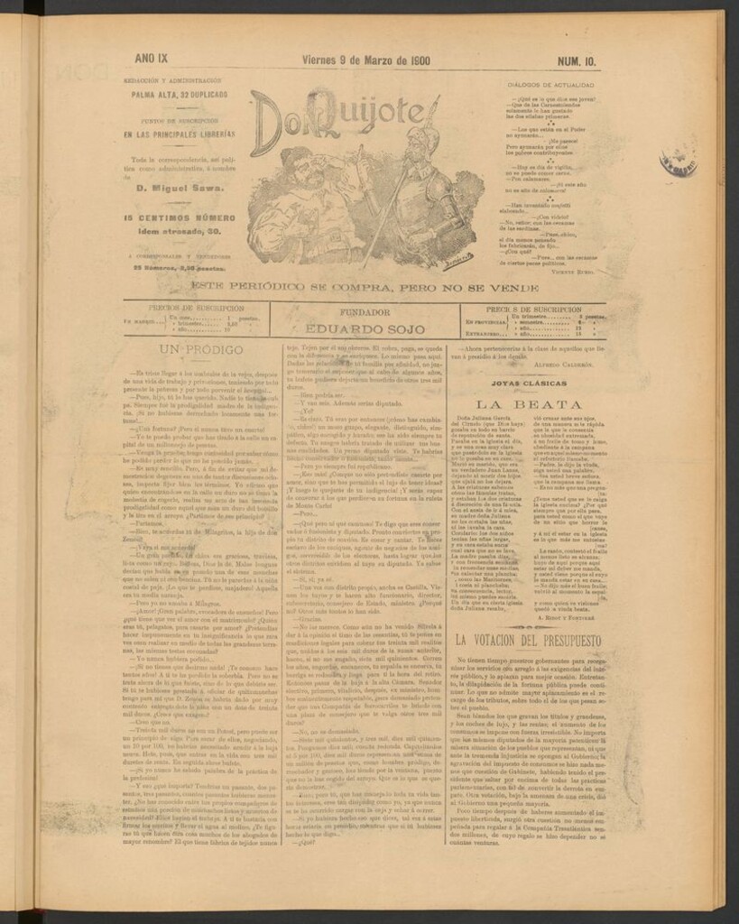 Miniatura de Don Quijote (Madrid) del 9 de marzo de 1900
