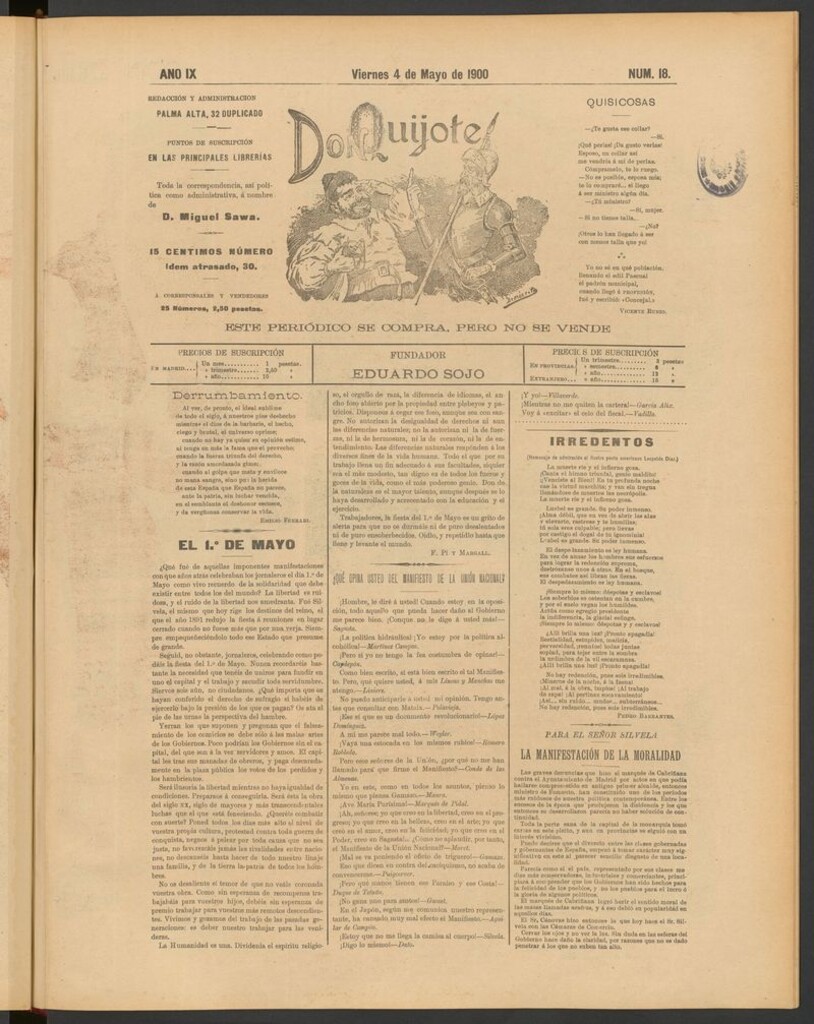 Miniatura de Don Quijote (Madrid) del 4 de mayo de 1900