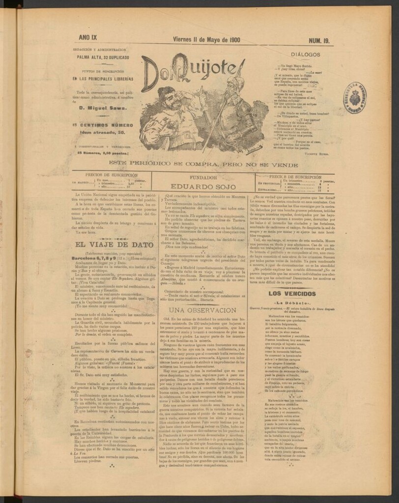 Miniatura de Don Quijote (Madrid) del 11 de mayo de 1900