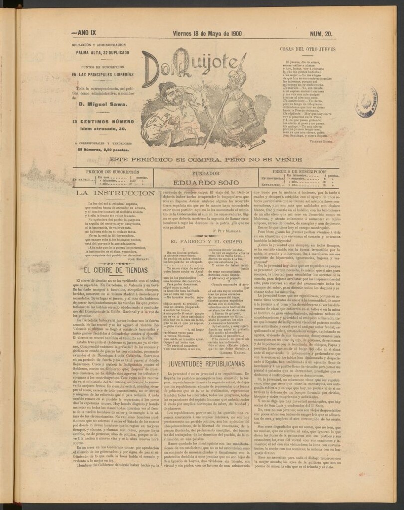 Miniatura de Don Quijote (Madrid) del 18 de mayo de 1900
