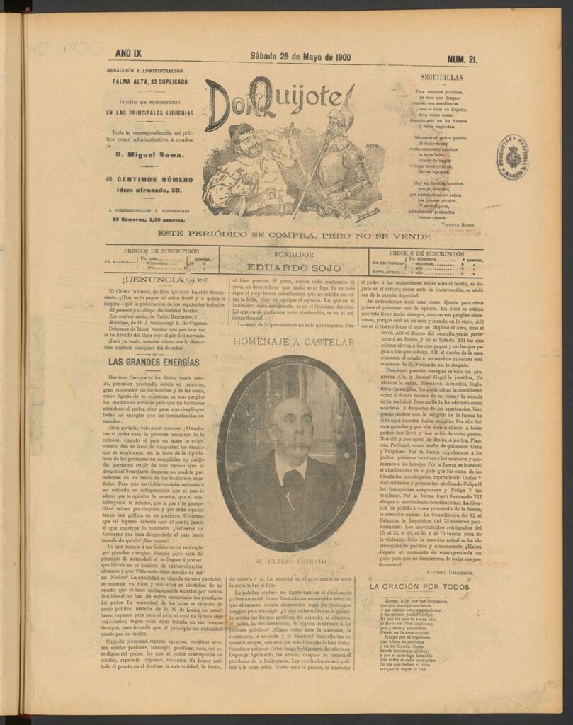 Miniatura de Don Quijote (Madrid) del 26 de mayo de 1900