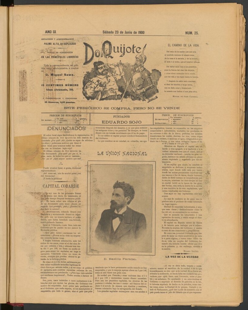 Miniatura de Don Quijote (Madrid) del 23 de junio de 1900