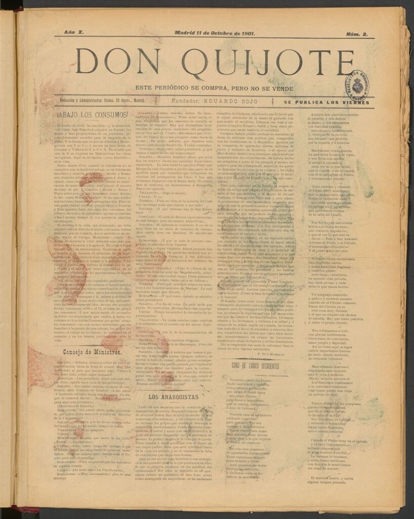 Miniatura de Don Quijote (Madrid) del 11 de octubre de 1901
